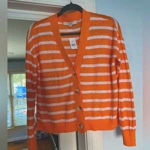Loft short sweater orange striped